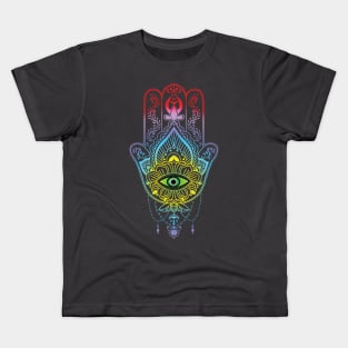 Colourful Green-eyed Hamsa Kids T-Shirt